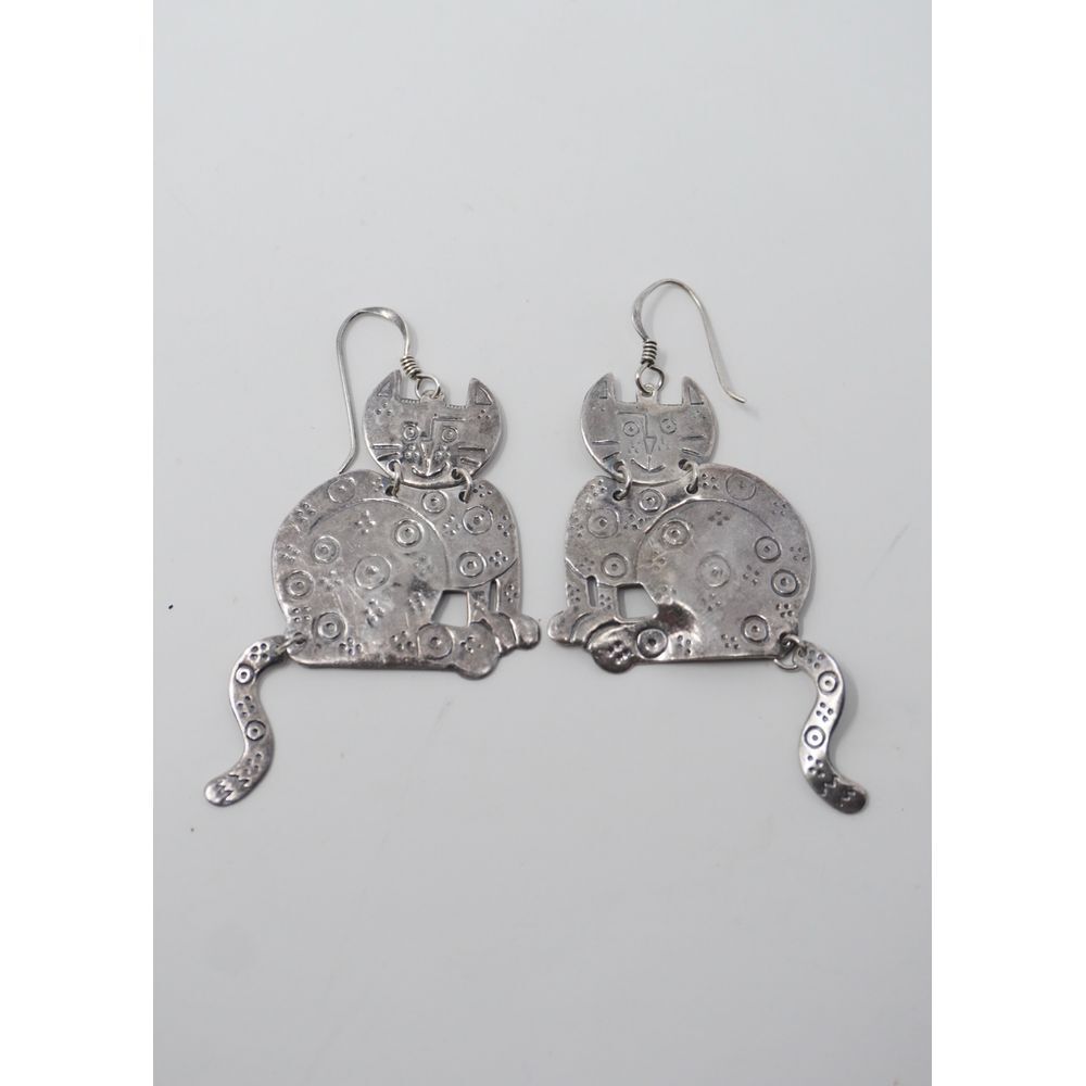 Articulating Cat Earring Sterling Silver